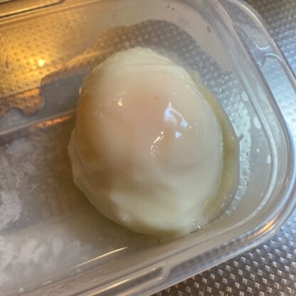 ちょっとチンしすぎましたが、美味しい温泉卵が作れました！ビビンバにぴったりです。ありがとうございました♪